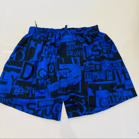 DSQUARED2*Blue/Black Graffiti Swim Shorts*Med.$485 - Picture 2 of 2